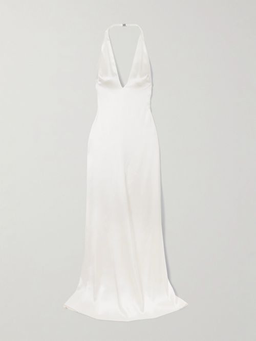 Ralph Lauren Collection | Cladwell Open-back Satin Halterneck Gown - Cream  | Realry