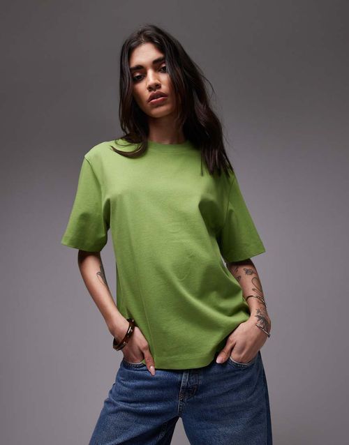 Topshop premium basic short sleeve tee in green