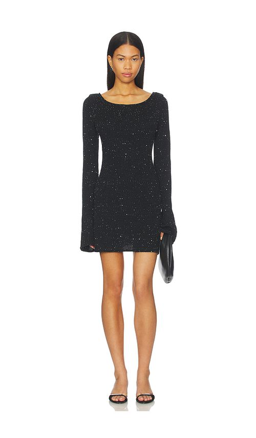 ASTA RESORT Maya Longsleeve Mini Dress in Black. XL. Also in L, M