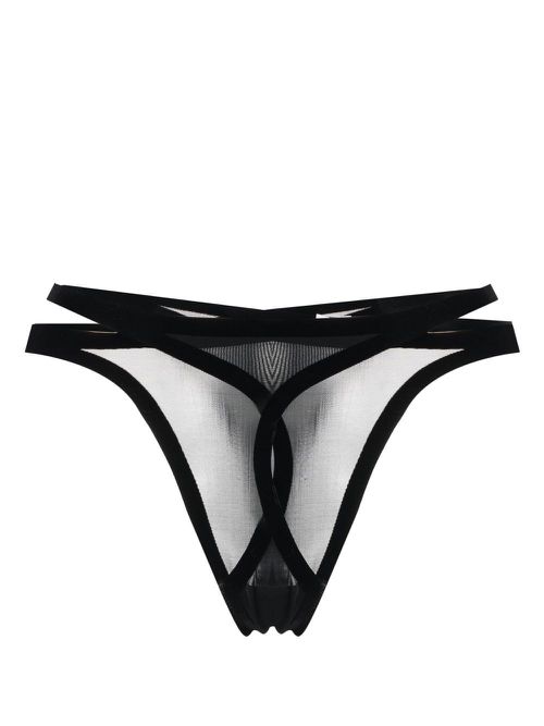 X Mugler Flock Shaping thong - Black