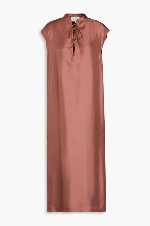 Demeter lace-up silk-twill midi dress