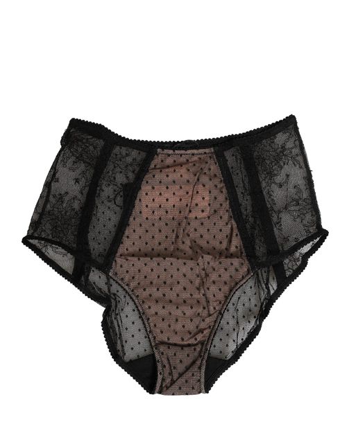 Sheer Polka Dot Lace Brief — Black