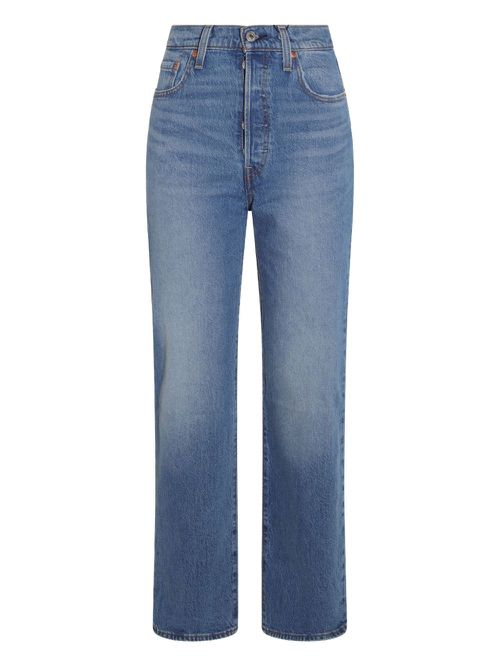 High-waisted straight-leg jeans - Blue