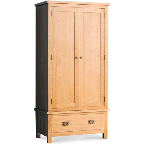 Surrey Oak Double Wardrobe with Drawers | Rustic Waxed Oak