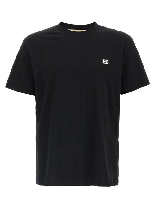 VLogo Patch Cotton T-Shirt — Black