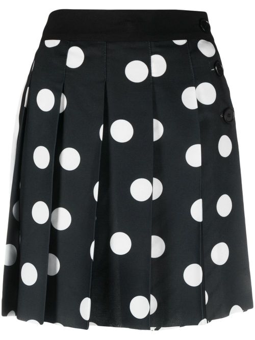 Polka dot pleated mini skirt - Black