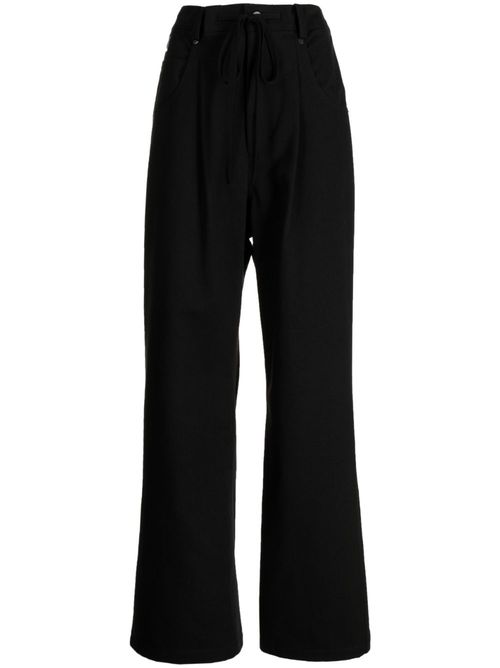 Contrasting-panel wide-leg trousers - Black