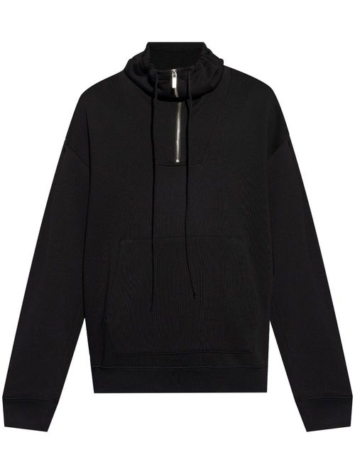 Drawstring stand-up collar sweatshirt - Black