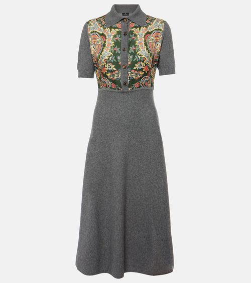 Paisley silk-trimmed polo dress