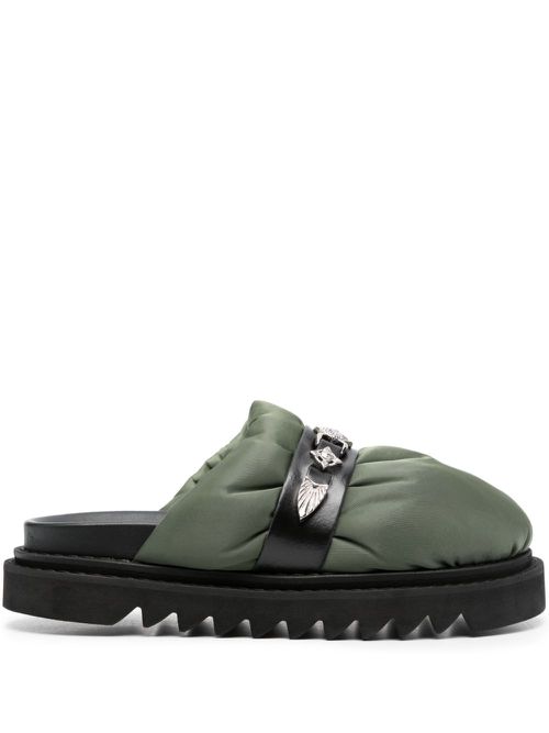 Stud-embellished slip-on mules - Green