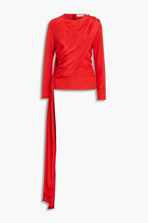 Draped crepe de chine blouse