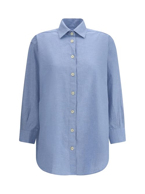 Oversized Cotton Shirt — Blue