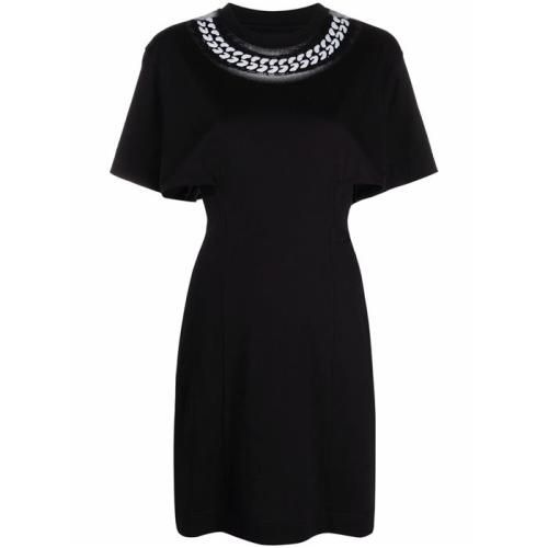 Chain-print T-shirt dress - Black