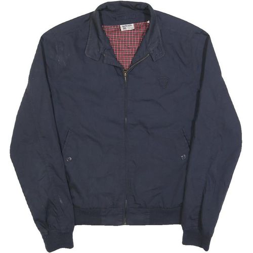 SCHOTT Mens Navy Blue Harrington Jacket M Cotton Blend Zip Plain Classic Casua
