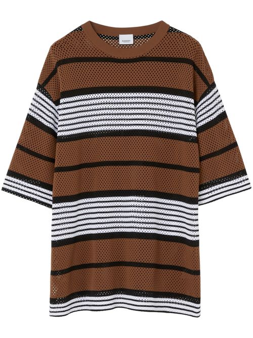 Stripe-print oversized T-shirt - Brown