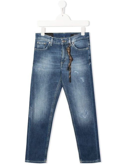 Distressed straight-leg jeans - Blue