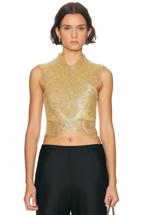 Cult Gaia Haisley Top in Light Gold - Metallic Gold. 8 also , 2