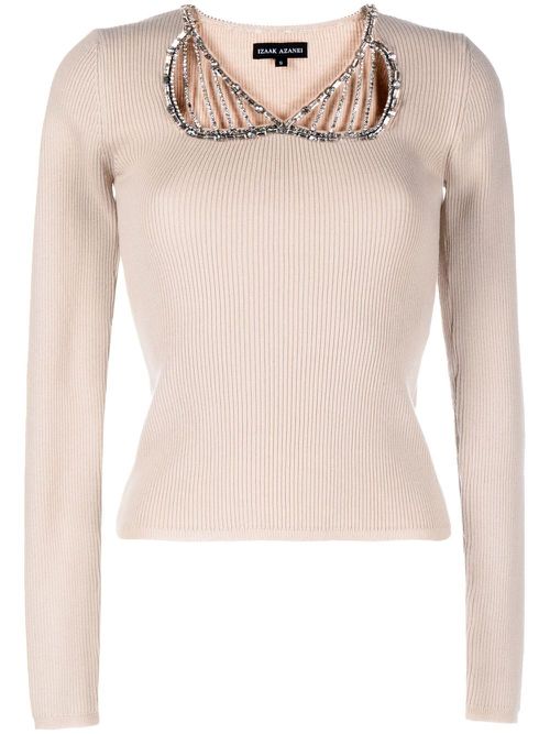Cut-out embellished top - Neutrals