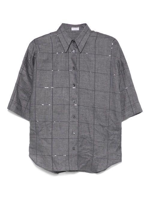 Brunello Cucinelli checked shirt - Grey