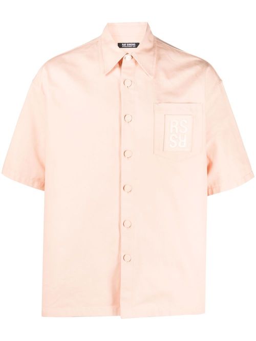 Logo-patch cotton shirt - Orange