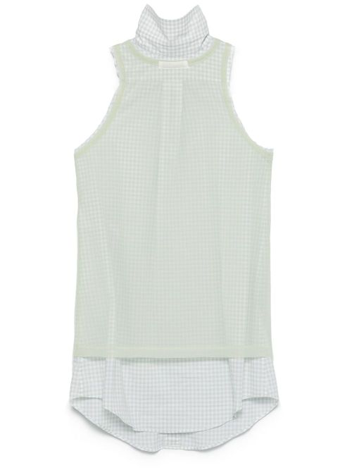 Check-pattern sleeveless shirt - Green