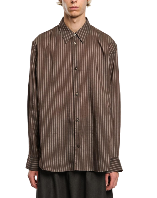 Striped Oversized Shirt — Brown