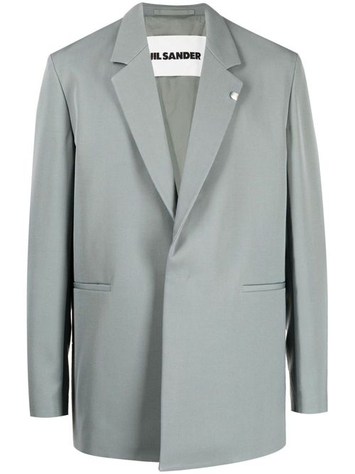 Brooch-detail twill blazer - Green