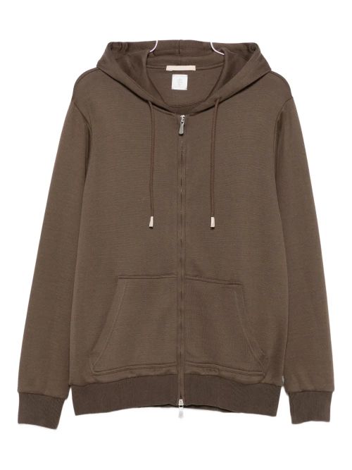 Cotton-Blend Zip-Up Hoodie — Brown