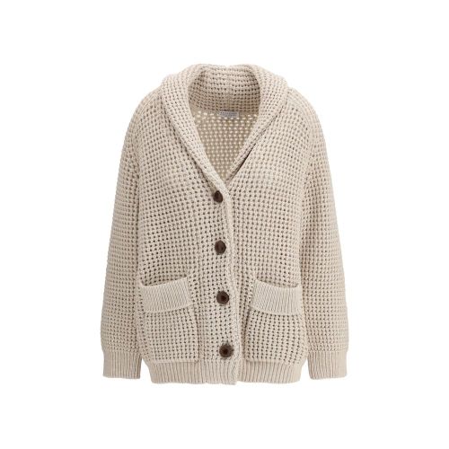 Cotton Openwork Cardigan — Beige
