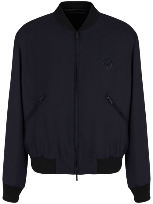 Logo-embroidery cashmere-blend jacket - Blue