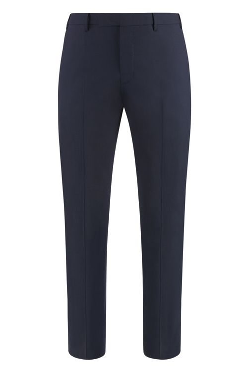 Stretch Wool Trousers with Two Back Welt Pockets