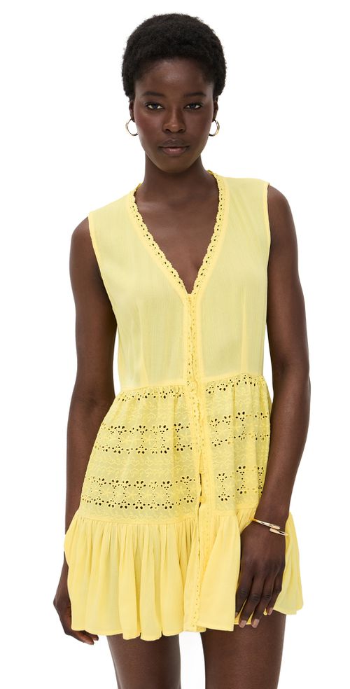 Playa Lucila Eyelet Mini Dress Butter Yellow