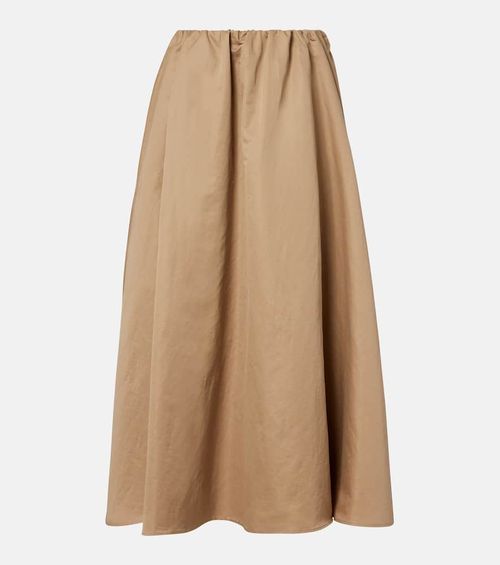 Cotton-blend midi skirt