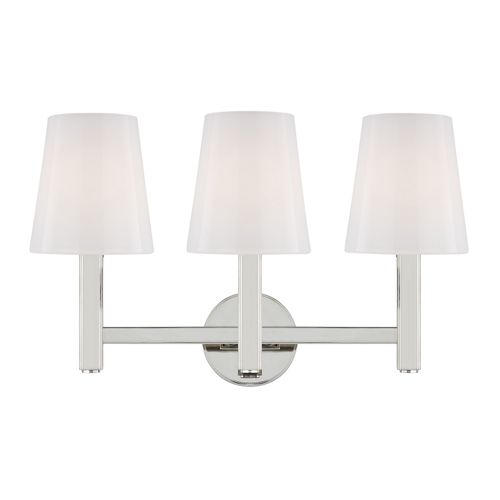 Visual Comfort Studio Logan 3-Light Bathroom Vanity Light in Polished Nickel by Thomas O'Brien
