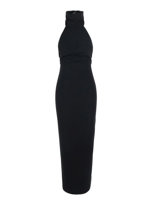 High-Neck Sleeveless Dress — Black
