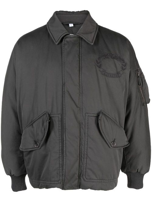 Embroidered-logo bomber jacket - Grey
