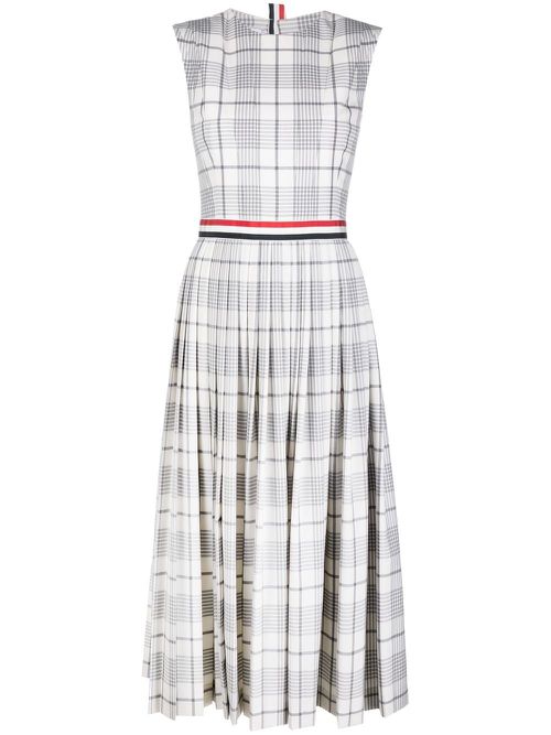 Pleated check-pattern dress - Grey