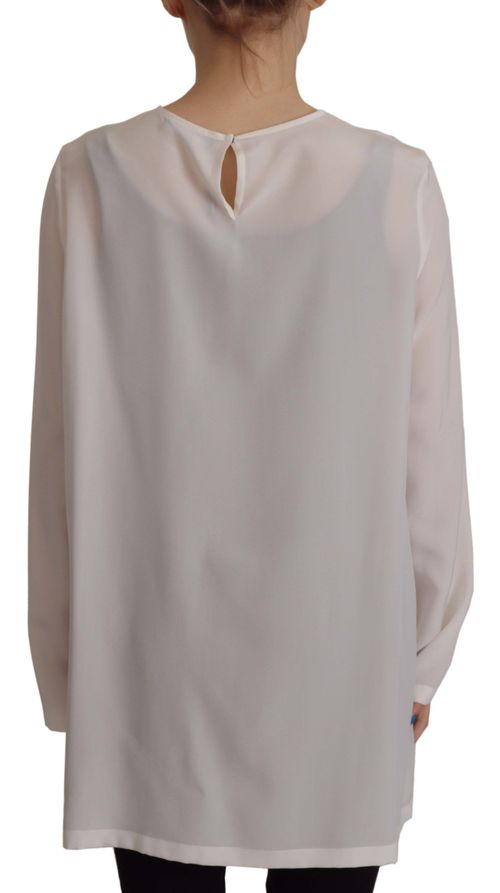Logo-Embroidered Silk Blouse — White