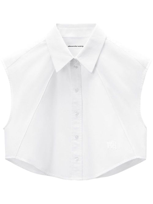 Sleeveless cotton shirt - White