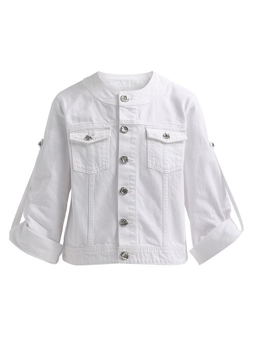 Women's Anouk Denim Collarless Jacket - Blanc