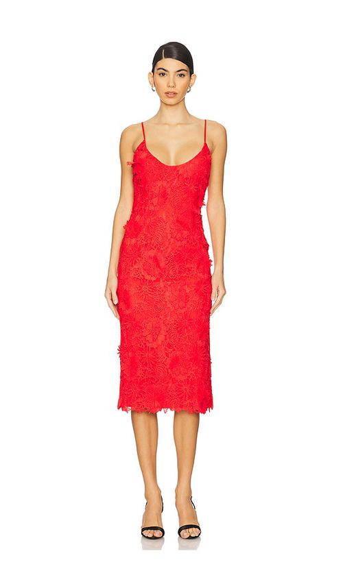 Bardot MIDI-KLEID ADEI in Red. Größe 8. Also in 2