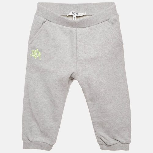 Baby Dior Grey Logo Embroidery Cotton Knit Track Pant