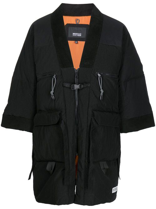 Panelled padded coat - Black