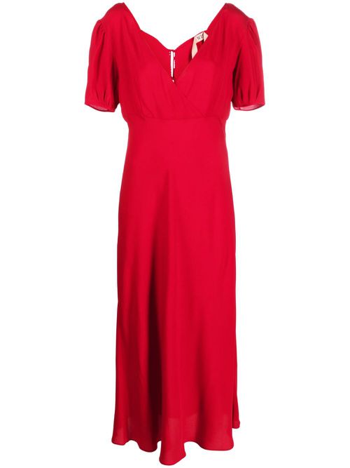 Tie-fastening midi dress - Red