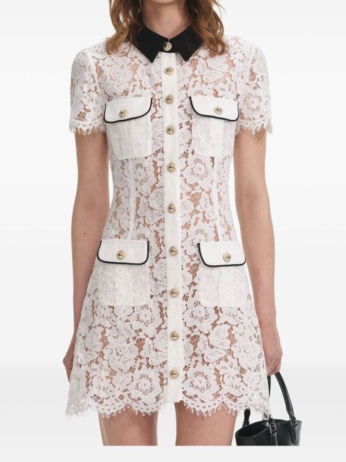 Embroidered-lace dress - White