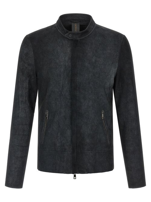 Waxed Stretch Lambskin Jacket — Black
