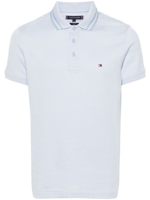 Logo-embroidered organic cotton polo shirt - Blue