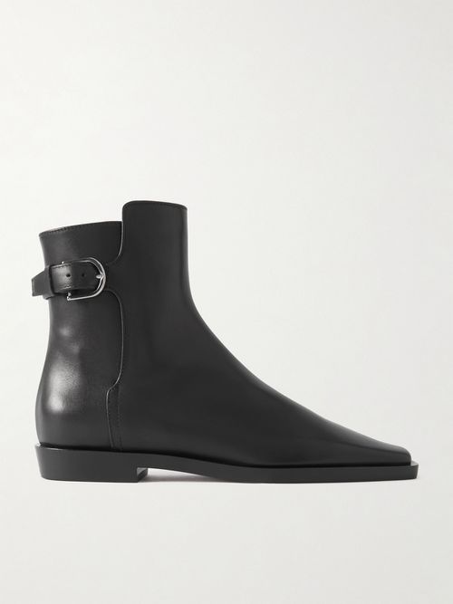+ Net Sustain The Belted Leather Ankle Boots - Black