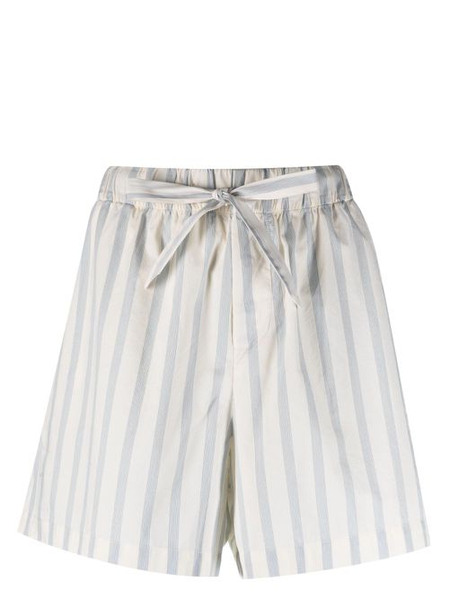 Striped organic-cotton pajama shorts - Neutrals
