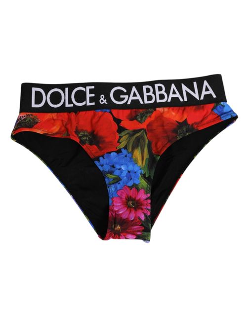 Floral Print Panty Brief — Black